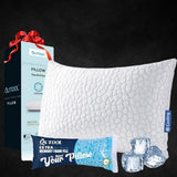 QUTOOL Cooling Bed Pillows for Sleeping Shredded Memory Foam Pillows Adjustable Gel Pillows for Side Stomach Back Sleepers Washable Removable Cover Standard Size Pack of 1