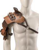 Single Shoulder Armor Vials Coin Pouch Retro Medieval Knight Shoulder Armors Pauldron Renaissance Cosplay Viking Costume (Brown a)