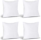 Bedding Throw Pillows (Set of 4, White), 18 x 18 Inches Pillows for Sofa, Bed and Couch Decorative Stuffer Pillow