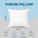 Bedding Throw Pillows (Set of 4, White), 18 x 18 Inches Pillows for Sofa, Bed and Couch Decorative Stuffer Pillow