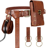 Renaissance Belt Pouch Medieval Viking Pirate Leather Bag Potion Bottle Set Skirt Hike Halloween Cosplay Costume Accessorie (Brown, Belt Pouch)