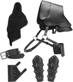 Mens Renaissance Costume Set Medieval Belt Shoulder Armor Faux Leather Bracers Shawl Viking LARP Cosplay Accessories