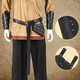 Mens Renaissance Costume Set Medieval Belt Shoulder Armor Faux Leather Bracers Shawl Viking LARP Cosplay Accessories