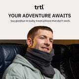 trtl Travel and Airplane Pillow - Real Sleeping Experience on Long Flights - Neck and Shoulder Support - Super-Soft, Lightweight, Easy-to-Carry, and Machine-Washable Flight Pillow - Black