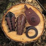 3 PCS Renaissance Accessories, Viking Belt, Medieval Vintage Belt Pouch & Leather Bracers for Halloween LARP Cosplay