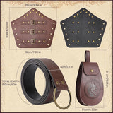 3 PCS Renaissance Accessories, Viking Belt, Medieval Vintage Belt Pouch & Leather Bracers for Halloween LARP Cosplay